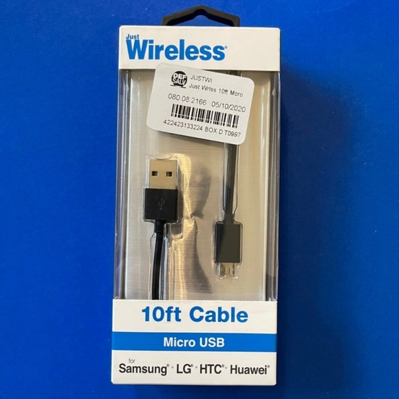 10FT Just Wireless Micro USB Charging Cable (BLACK) - Picture 1 of 3